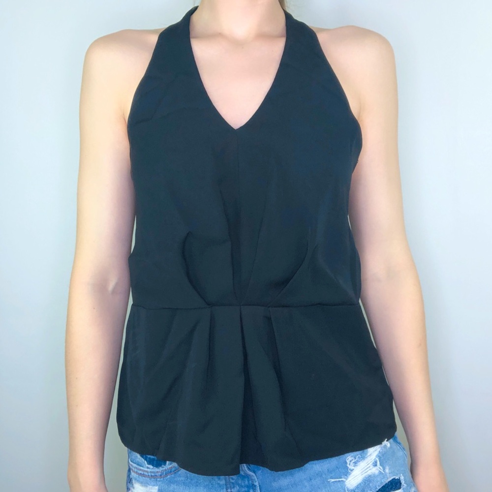 19 Cooper Black Halter V-Neck Sleeveless Blouse